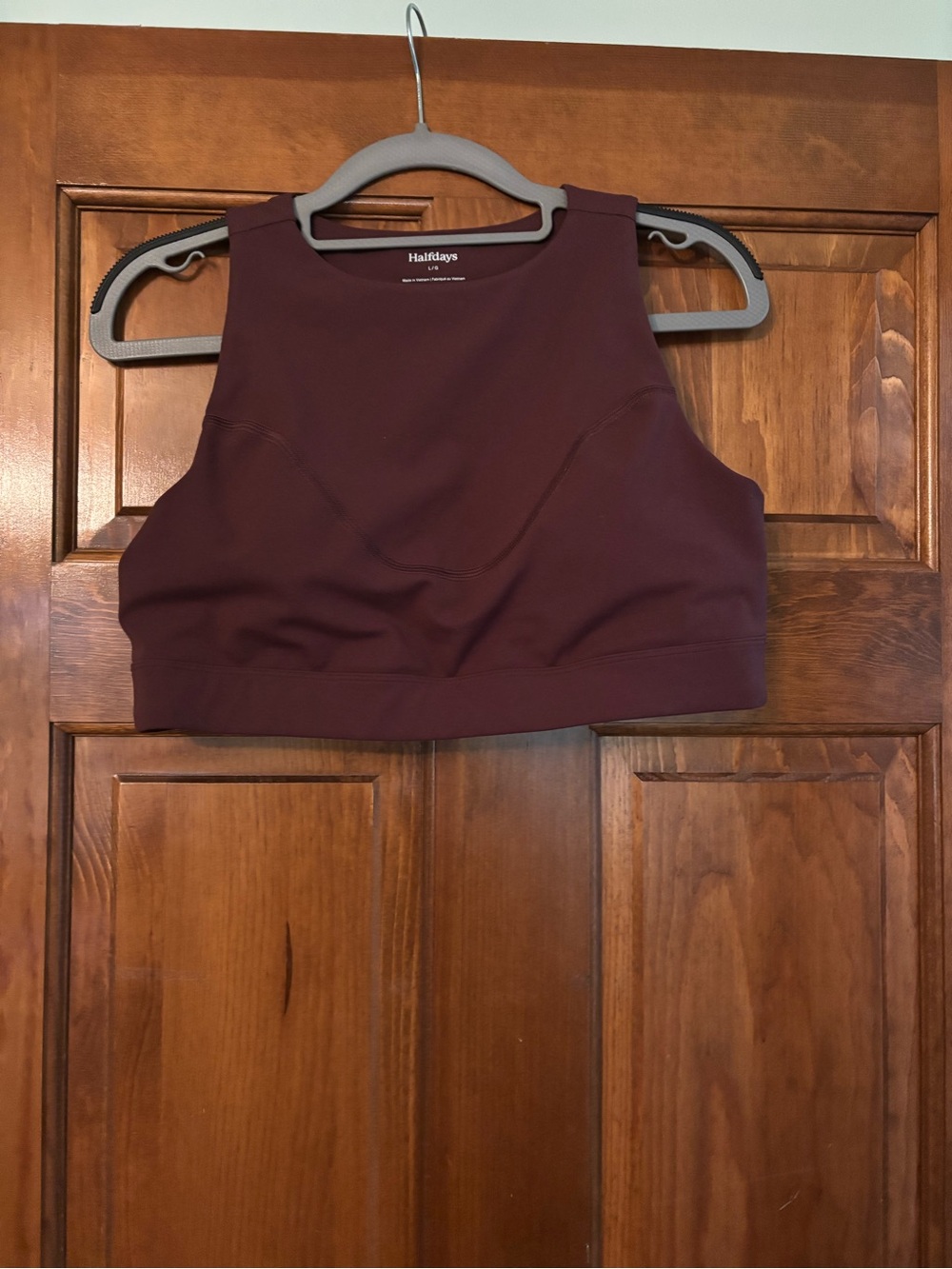 Halter Crop Tank Top in Deep Wine by Halfdays Sports Bra L